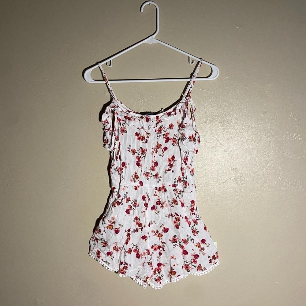 Floral Print Ribbed Romper